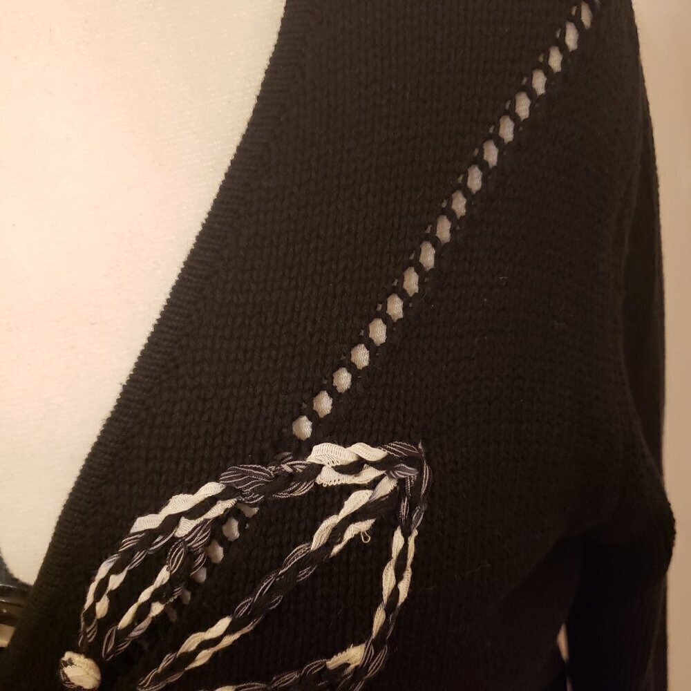 Monterey Bay Black & White Butterfly One Snap Closure Cardigan/Sweater, Size XL - Picture 3 of 14